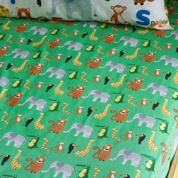 Catherine Lansfield Animal Magic Fitted Sheet, Fully Elasticated, Single, Green