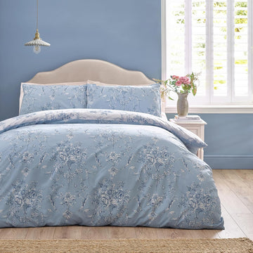 Catherine Lansfield Royal Damask Duvet Cover Set, Double, Antoinette Blue & White