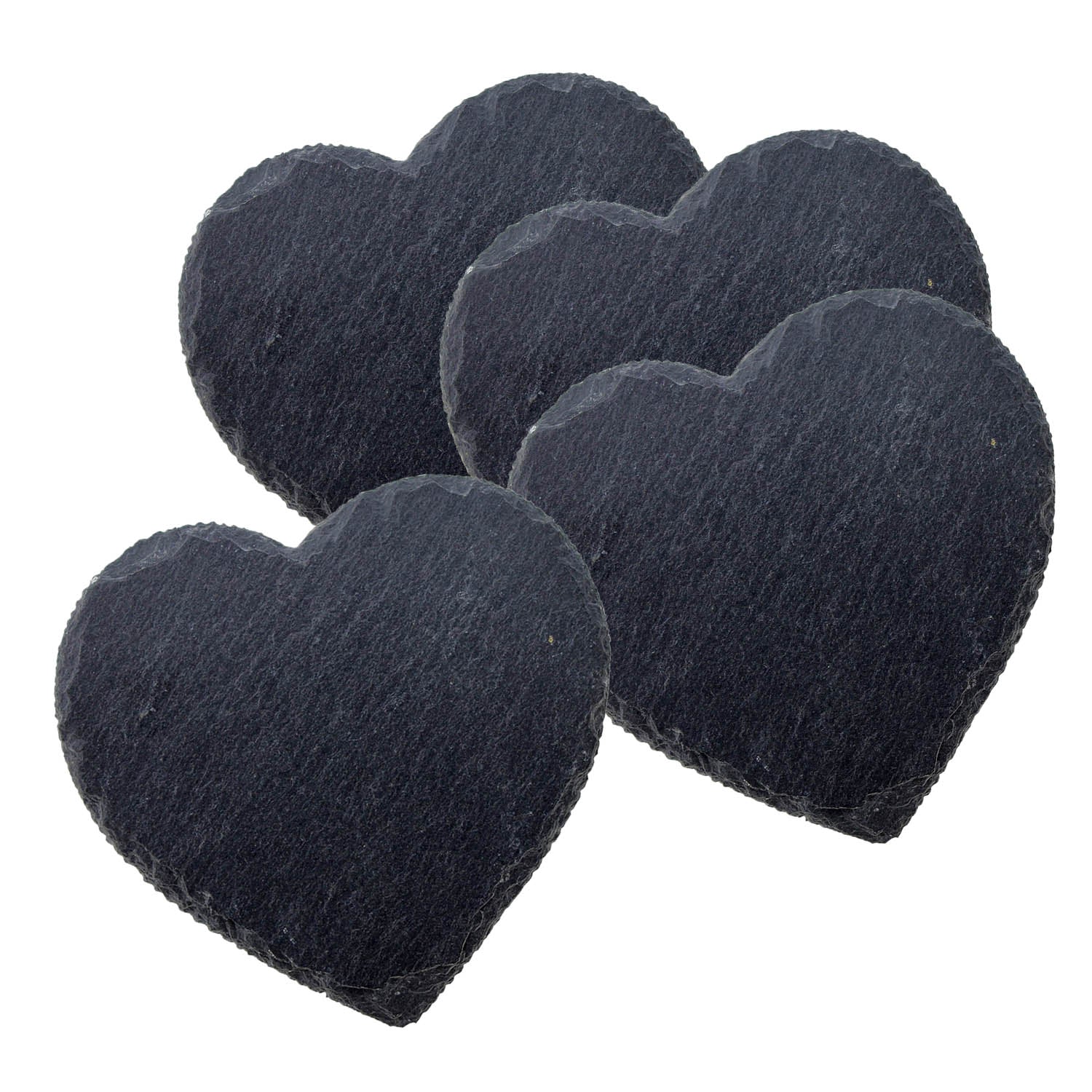 Set Of 4 Slate Heart Shaped 10x10cm Coasters