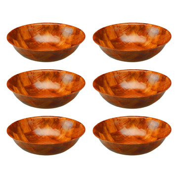 6PCS 15cm Round Wooden Woven Bowl