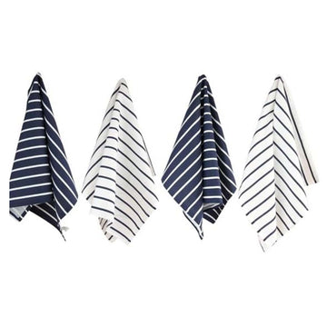 4pc Blue & White Stripes Cotton Tea Towels