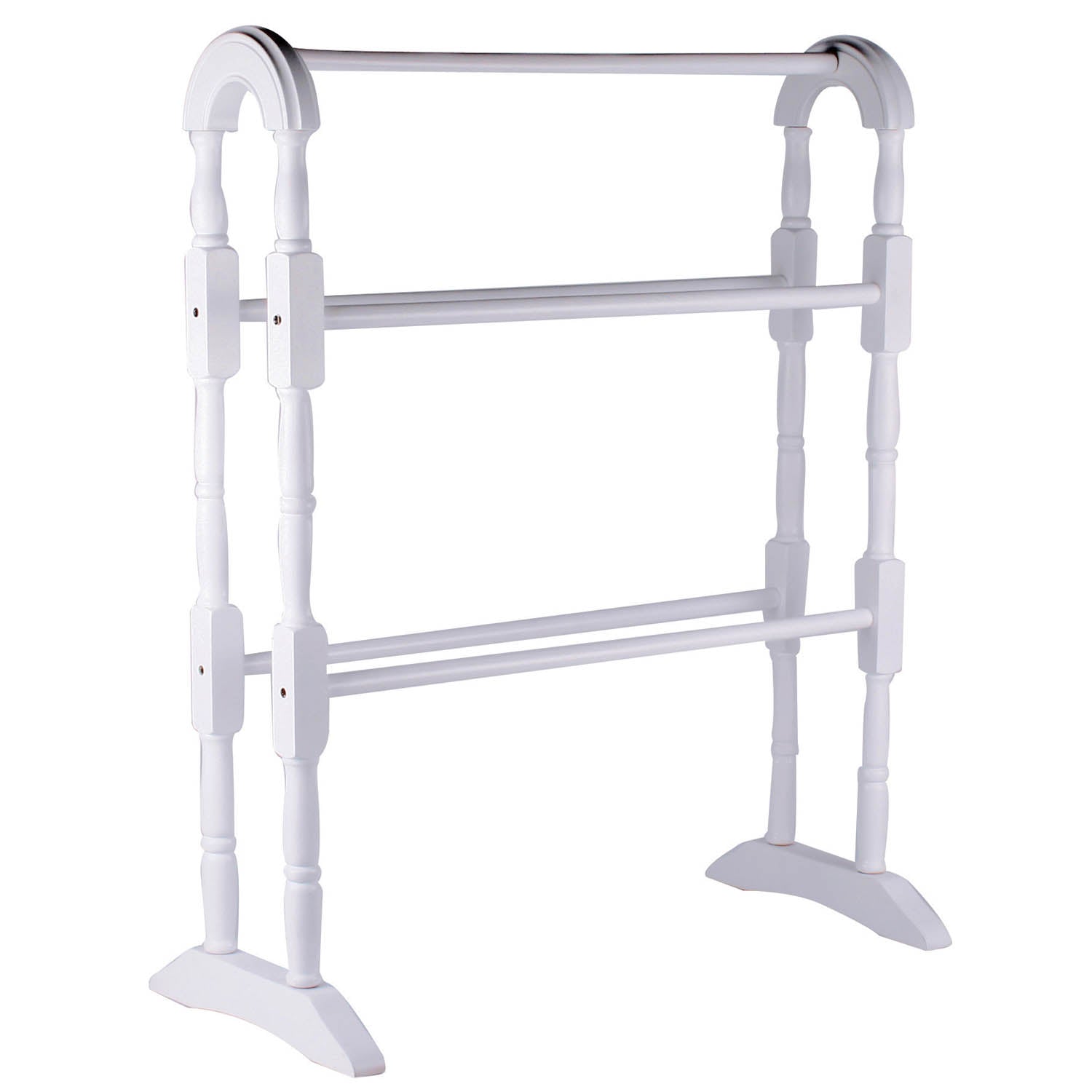 White Rubberwood Floor Standing Towel Rail