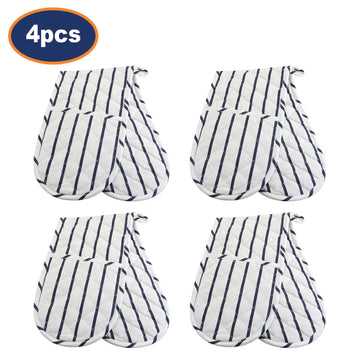 4Pairs White & Blue Stripes Cotton Oven Gloves