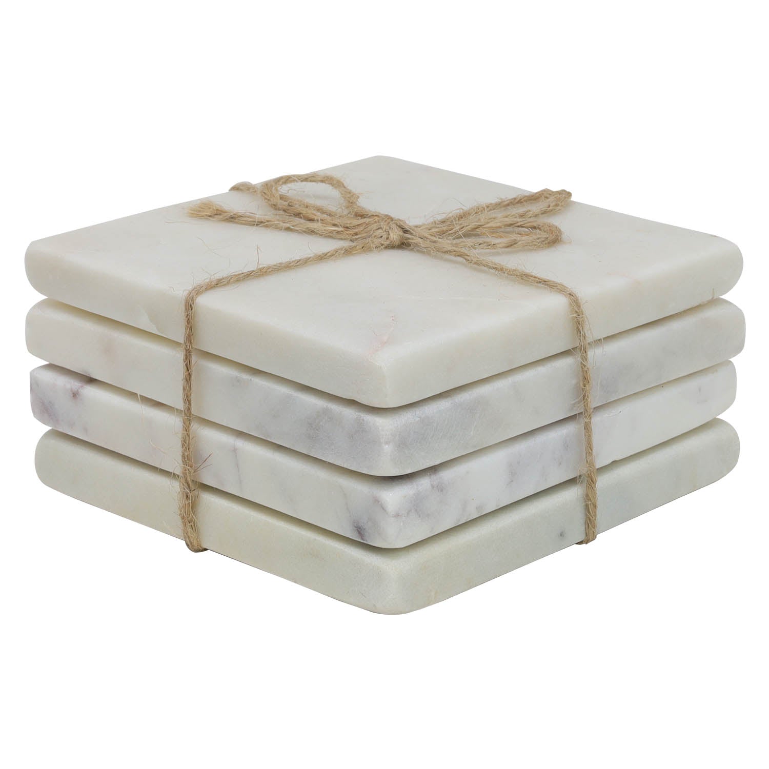 4Pcs White Marble Square Coasters