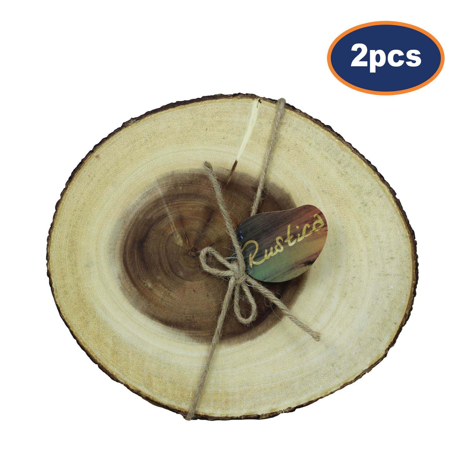 2Pcs 22x26cm Mango Wood Round Serving Platter Boards