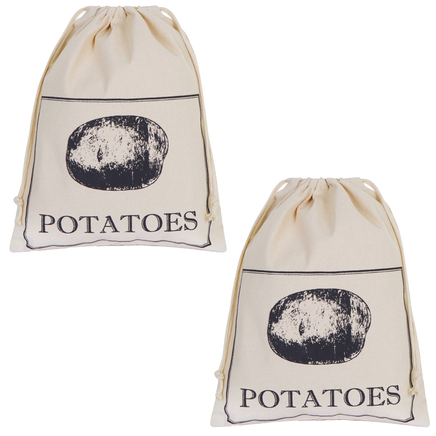 2Pcs Cotton Reusable Potato Bags With Drawstring