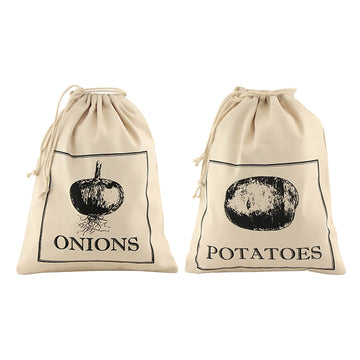 Reusable Cotton Onion & Potato Bag With Drawstring