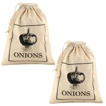 2Pcs Cotton Reusable Onion Bags With Drawstring