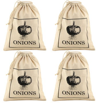 4Pcs Cotton Reusable Onion Bags With Drawstring
