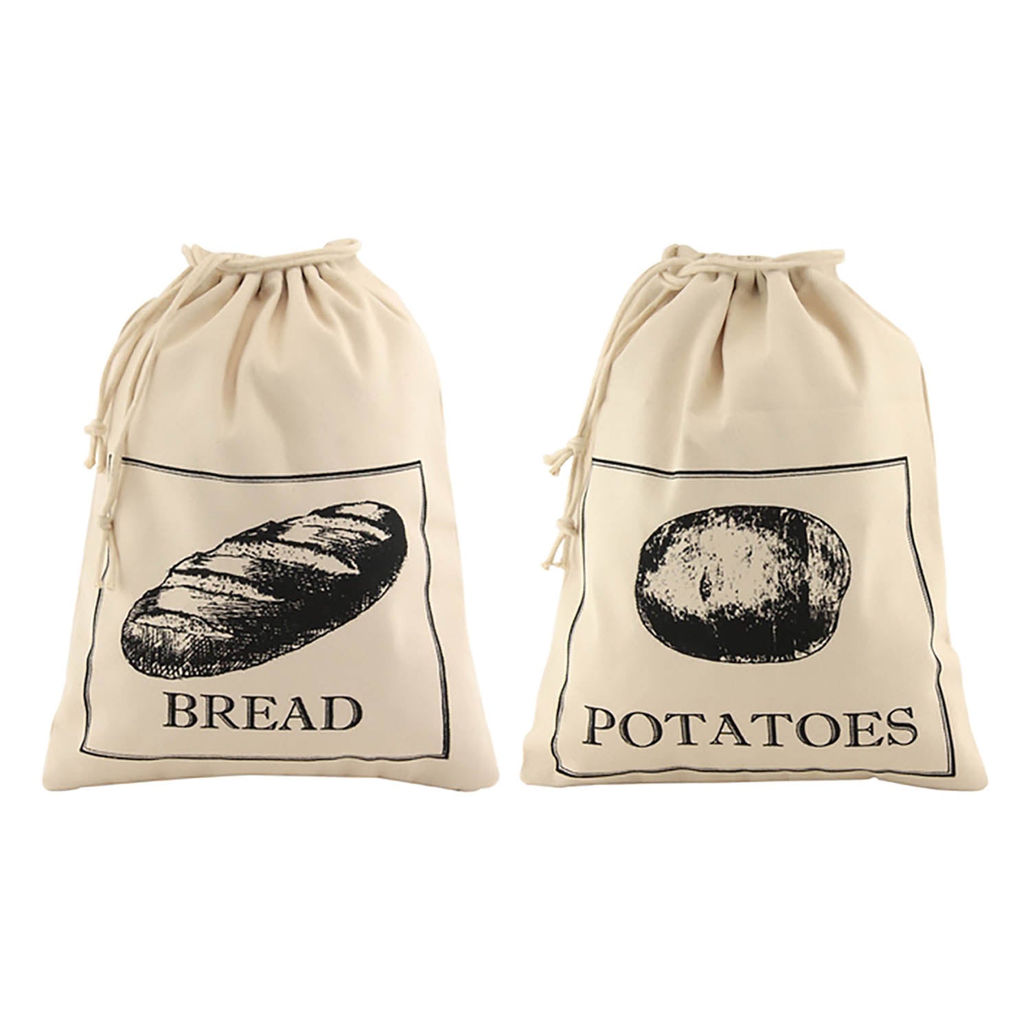 Cotton With Drawstring Bread & Potatoes Storage Bag
