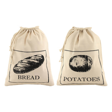 Cotton With Drawstring Bread & Potatoes Storage Bag