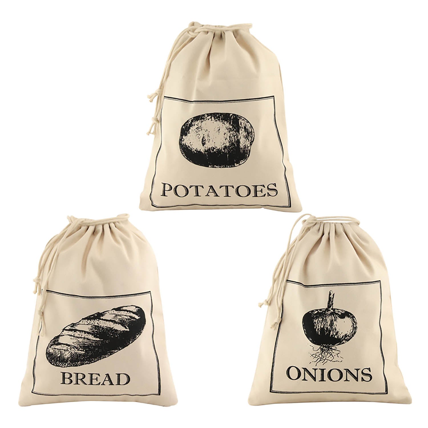 Cotton With Drawstring Potatoes Bread & Onion Storage Bag