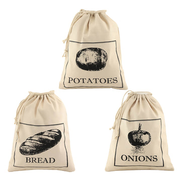 Cotton With Drawstring Potatoes Bread & Onion Storage Bag