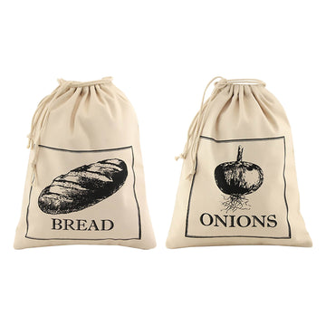 Cotton With Drawstring Bread & Onion Storage Bag