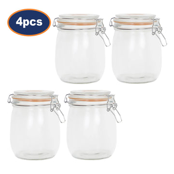 4Pcs 1L Glass Airtight Food Storage Jars