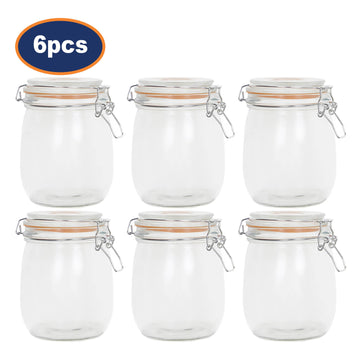 6Pcs 1L Glass Airtight Food Storage Jars