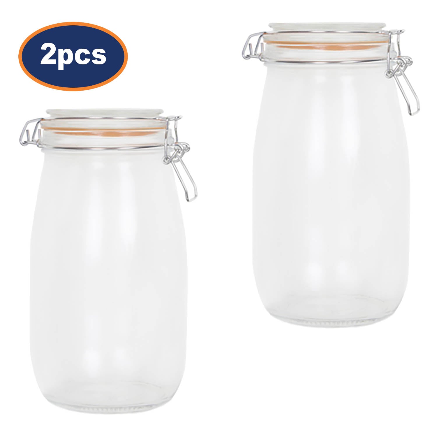 2Pcs 2.2L Glass Airtight Food Storage Jars