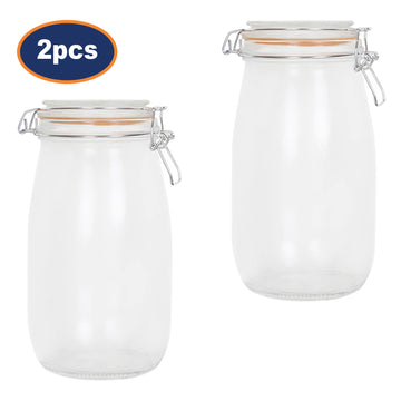 2Pcs 2.2L Glass Airtight Food Storage Jars