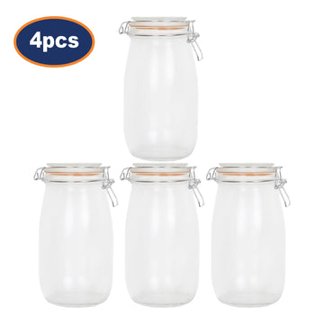 4Pcs 2.2L Glass Airtight Food Storage Jars