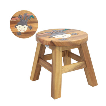 Monkey Design Kids Wooden Stool