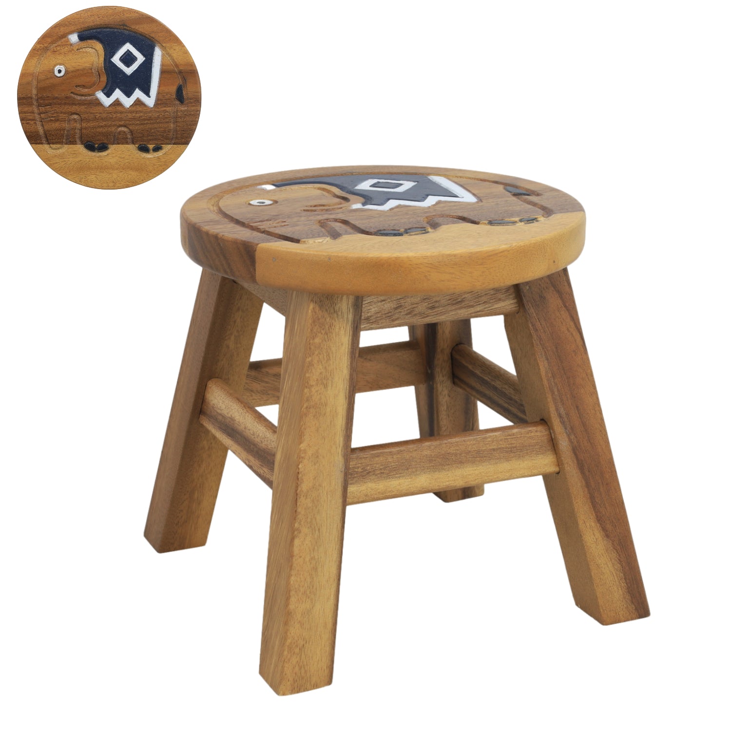 Elephant Design Kids Wooden Stool