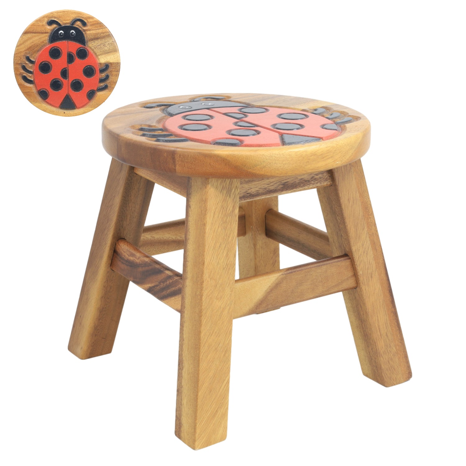 Ladybird Design Kids Wooden Stool