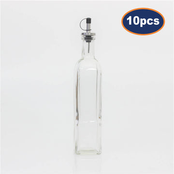 10Pcs 500ml Clear Glass Oil Drizzle Bottles