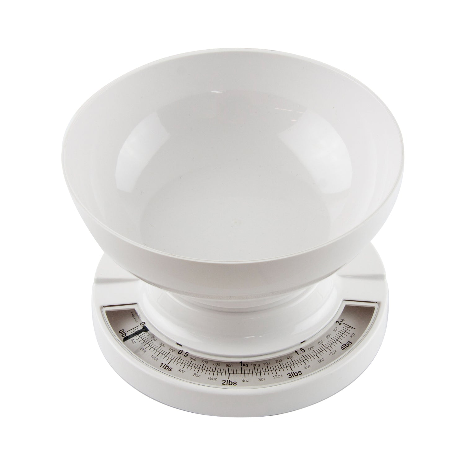 2kg White Easy-to-Read Dial Mechanical Kitchen Scale With Bowl