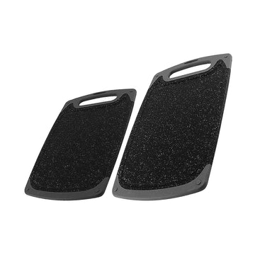 Small & Medium Black Plastic Non Slip Cutting Board Set