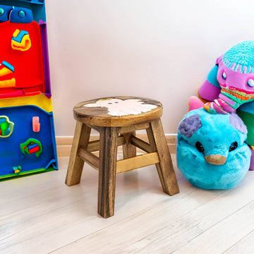 Pink Elephant Design Kids Wooden Stool