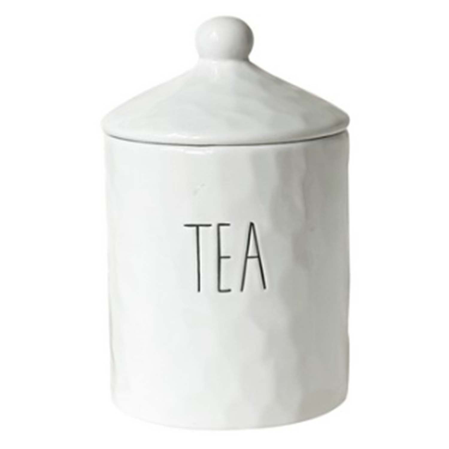 White Dimples Ceramic Tea Canister With Airtight Lid