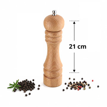 Apollo 21cm Beech Wood Pepper Mill Kitchen Herb Shaker Grinder