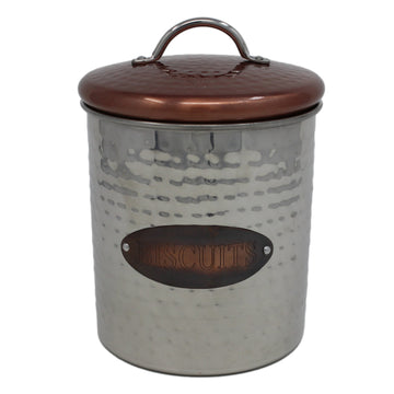 Vintage Retro Stainless Steel Biscuit Canister Container