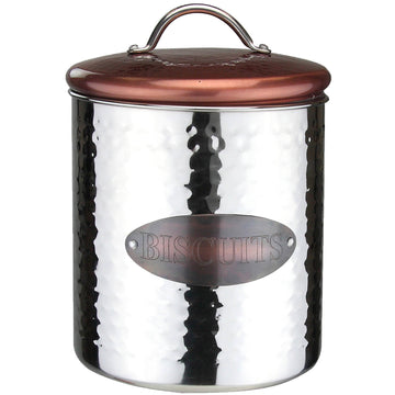 Vintage Retro Stainless Steel Biscuit Canister Container