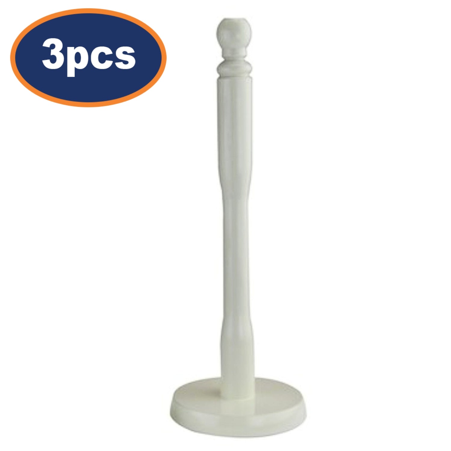 3Pcs Cream Finish Wooden Free Standing Paper Towel Holders