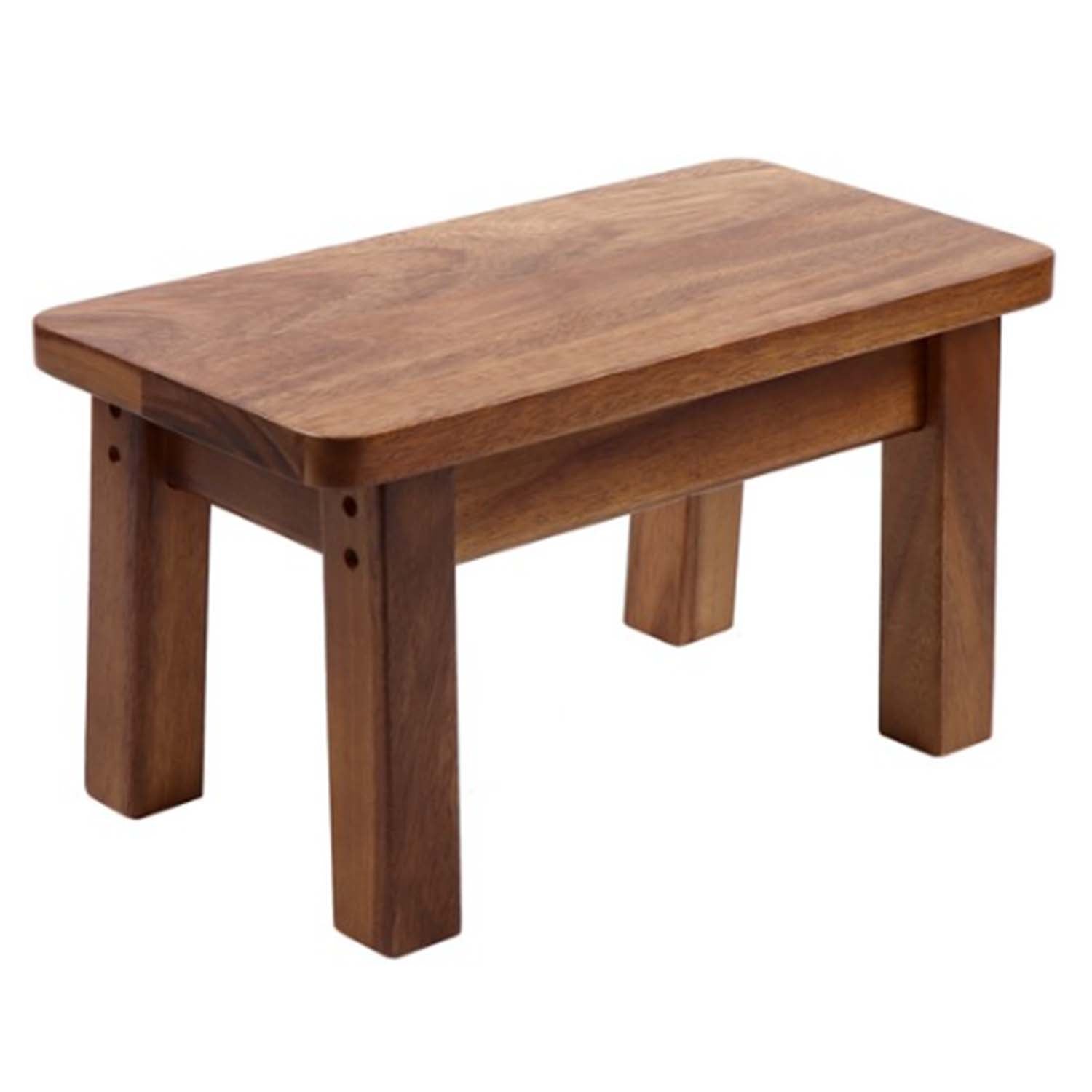 Dark Brown Rectangular Kids Wooden Stool