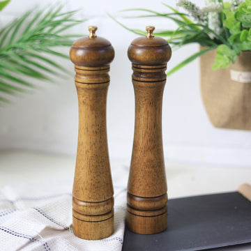 27cm Wooden Adjustable Salt & Pepper Mill Set