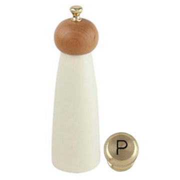 20cm Cream Brown Wooden Pepper Mill with Golden Knob