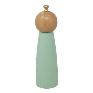 20cm Mint Green Wooden Pepper Mill with Golden Knob