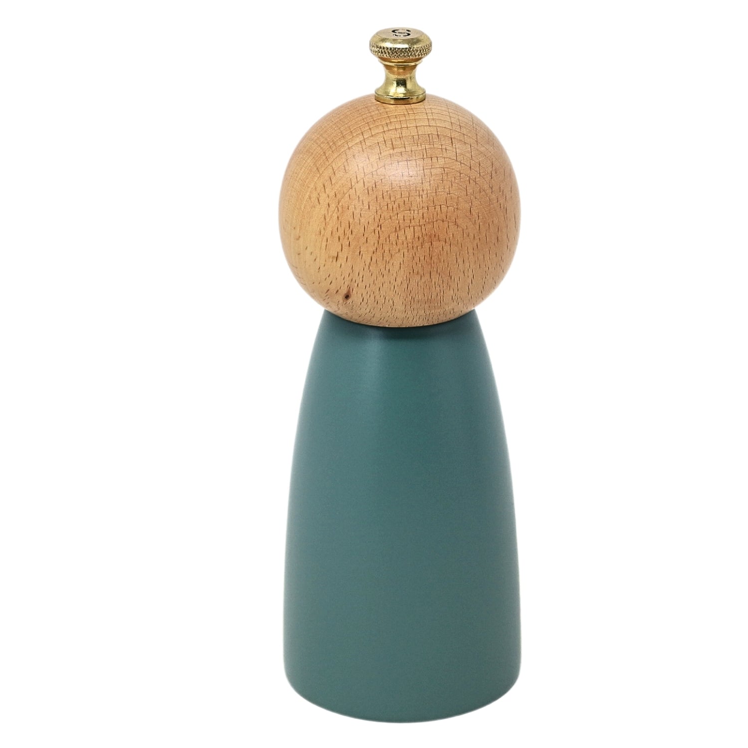 17cm Ivy Green Wooden Salt Mill with Golden Knob