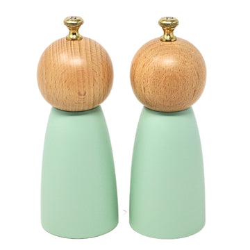 17cm Mint Green Wooden Salt & Pepper Mill Set