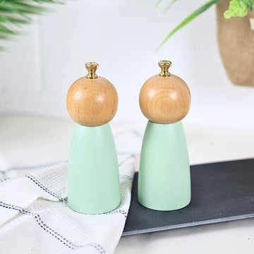 17cm Mint Green Wooden Salt & Pepper Mill Set