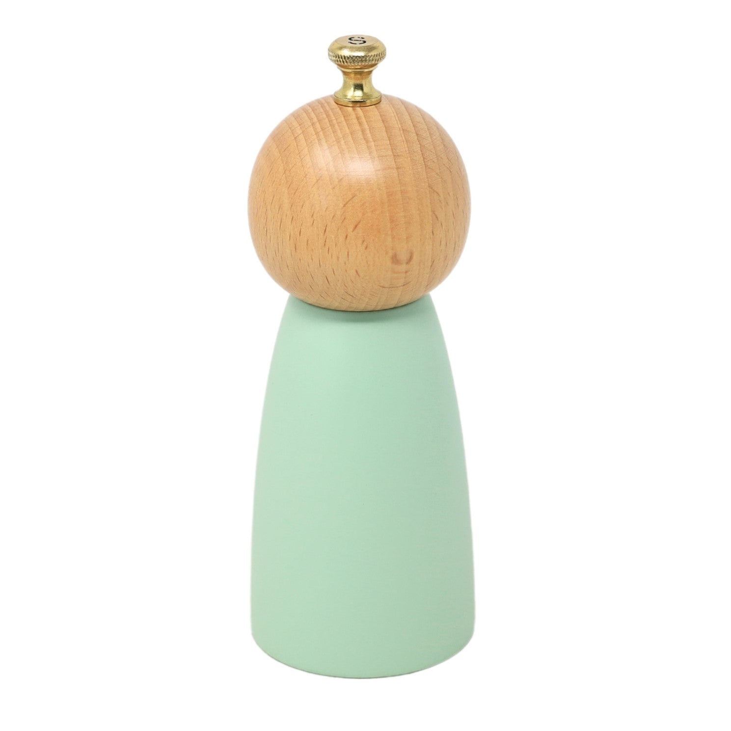 17cm Mint Green Wooden Salt Mill with Golden Knob