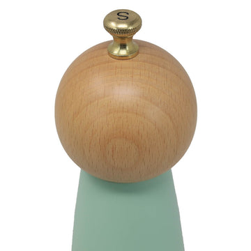 17cm Mint Green Wooden Salt Mill with Golden Knob