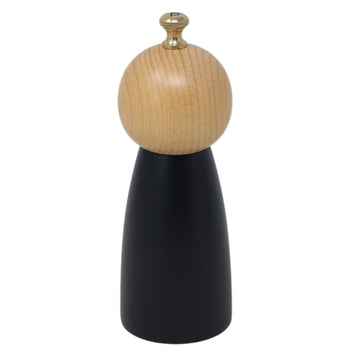 17cm Black Wooden Pepper Mill with Golden Knob