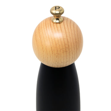 17cm Black Wooden Pepper Mill with Golden Knob