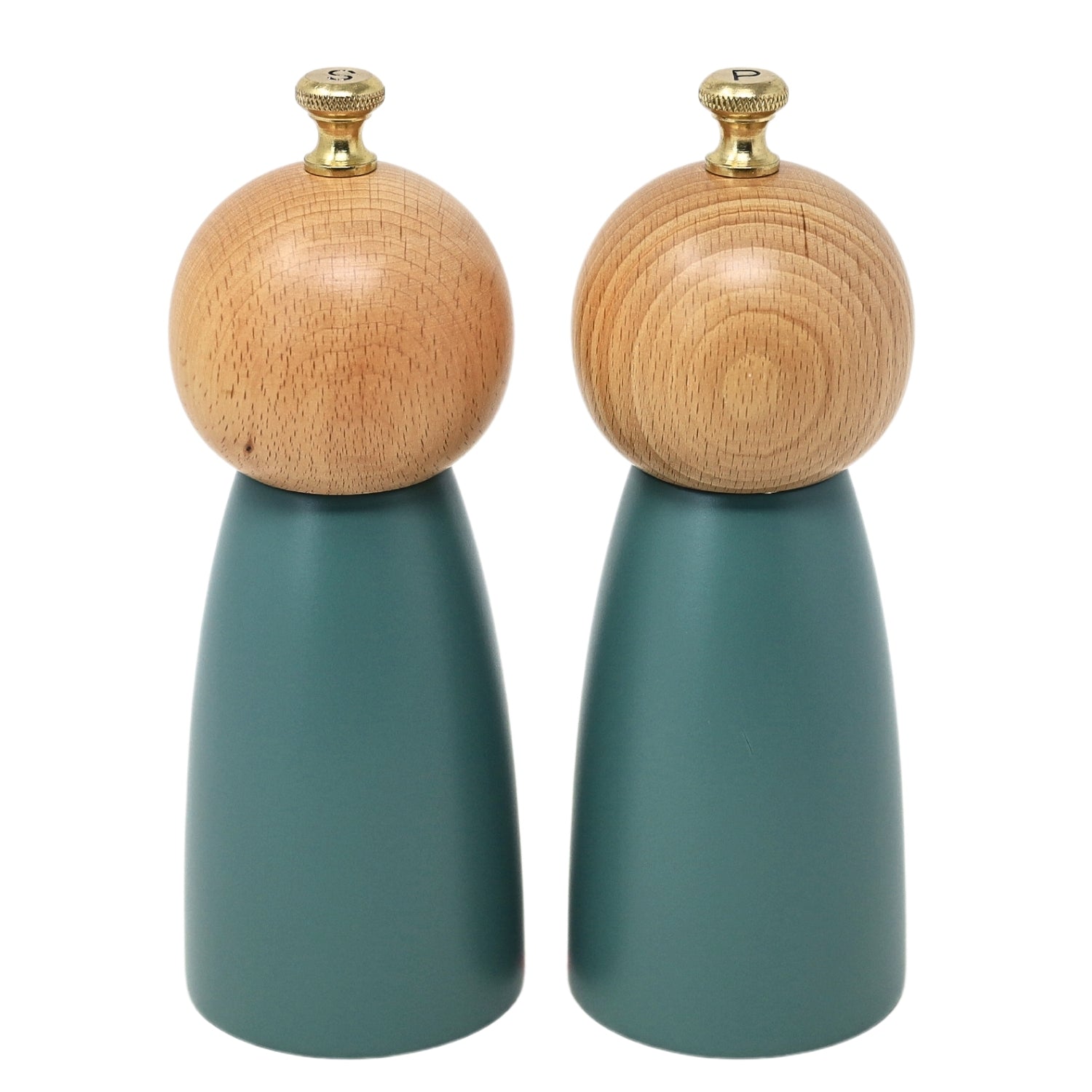 17cm Ivy Green Wooden Salt & Pepper Mill Set