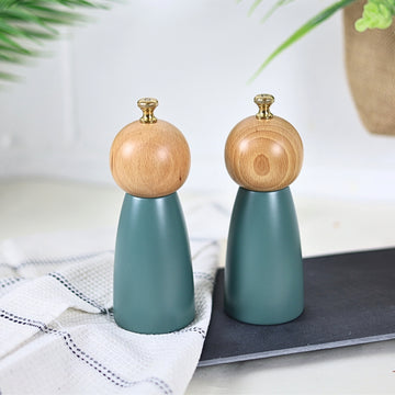 17cm Ivy Green Wooden Salt & Pepper Mill Set