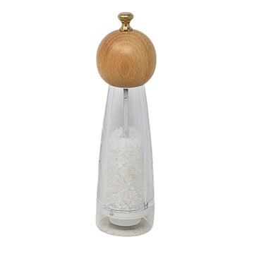 22cm Acrylic Beech Salt Mill with Golden Knob