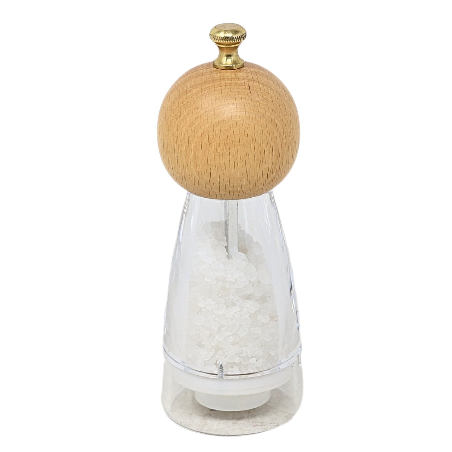 17cm Acrylic Beech Salt Mill with Golden Knob